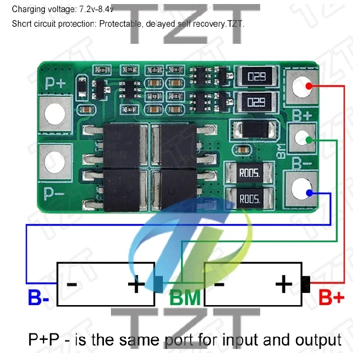 BMS modul BMS 2S 3.2V 3.7V 10A LiFePO4